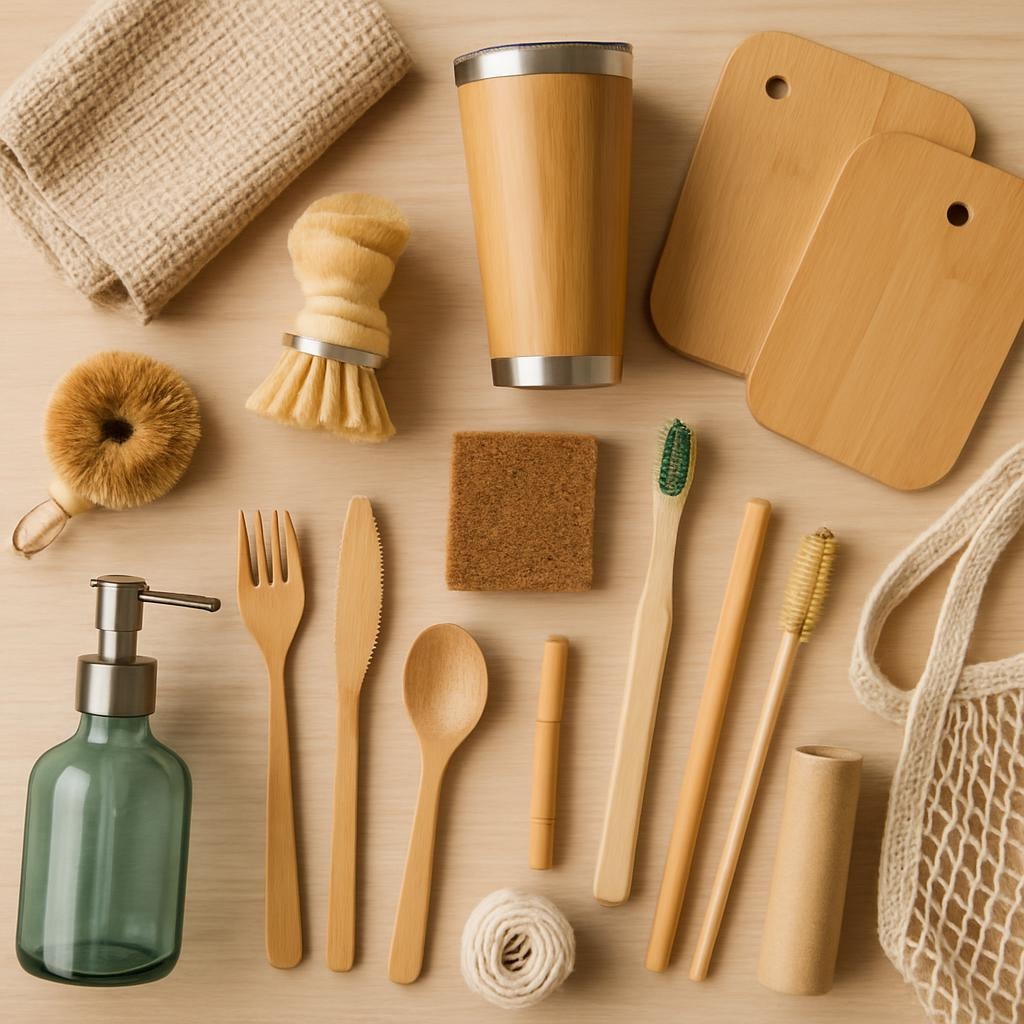Modern eco-friendly kitchen with sustainable products 2025